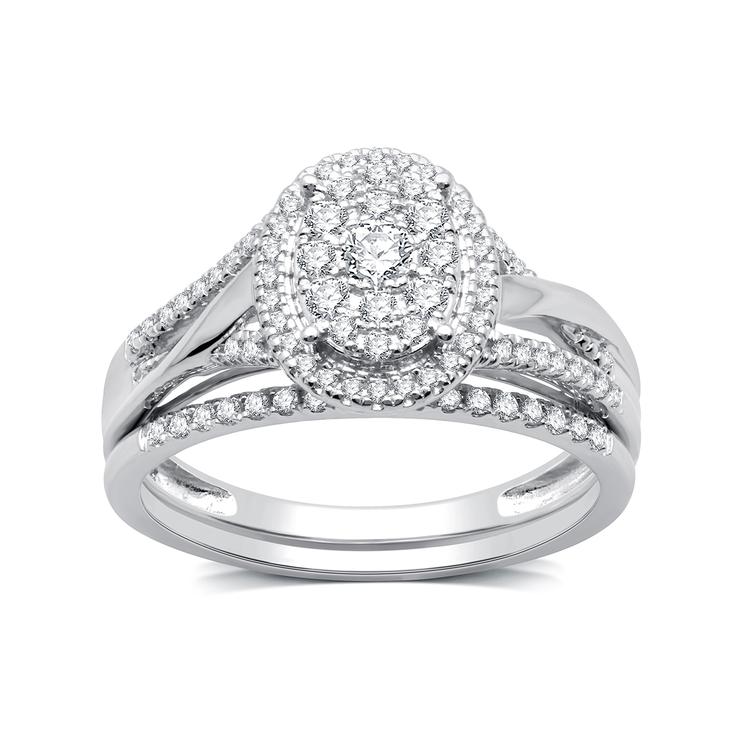 Nova Star(R) Lab Grown Diamond Double Halo Split Shank Bridal Set