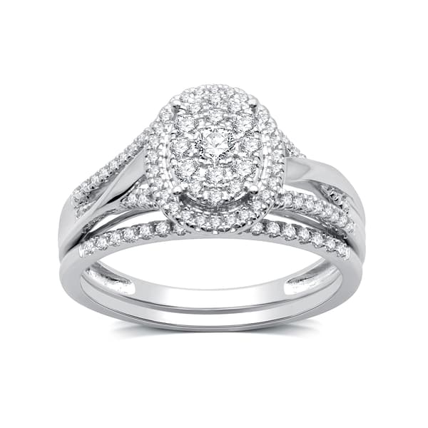Nova Star&#40;R&#41; Lab Grown Diamond Double Halo Split Shank Bridal Set