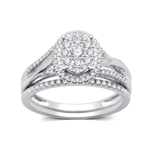 Nova Star&#40;R&#41; Lab Grown Diamond Double Halo Split Shank Bridal Set - image 