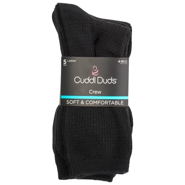 Womens Cuddl Duds(R) 5pk. Ribbed Crew Socks