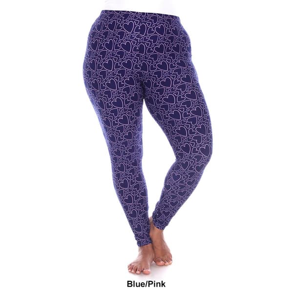 Plus Size White Mark High-Rise Heart Print Leggings