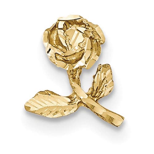 Gold Classics&#40;tm&#41; 14k. Satin & Diamond-Cut Rose Charm - image 