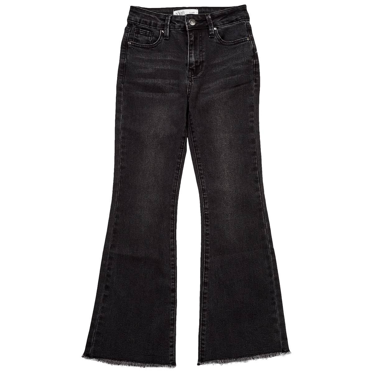 Girls (7-16) YMI(R) 5 Pocket Flared Fray Hem Denim Jeans