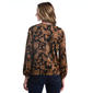 Womens Rafaella® Long Puff Sleeve V-Neck Paisley Blouse - image 2