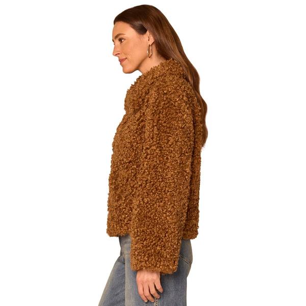 Womens Democracy Drop In Pocket Faux Fur Woven Jacket