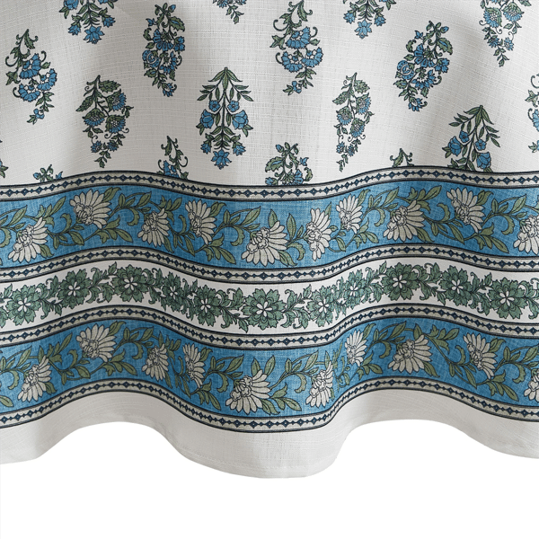 Threadmade Tropez Block Print Stain & Water Resistant Tablecloth