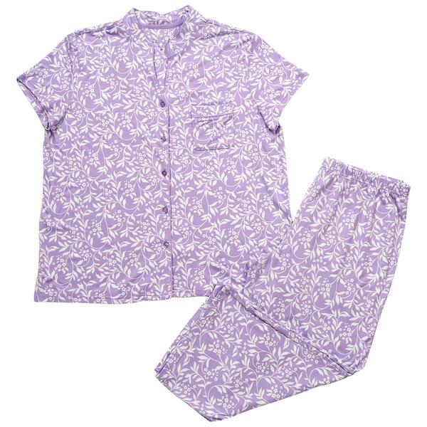Petite White Orchid Short Sleeve Vines Pajama Set - image 