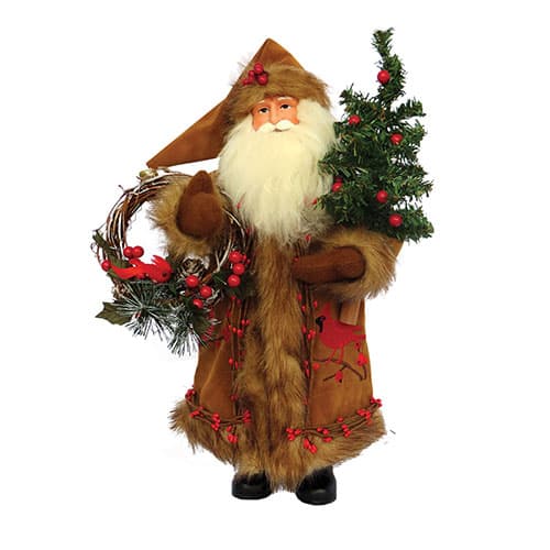 Santa's Workshop 15in. Cardinals & Berries Santa Claus - image 