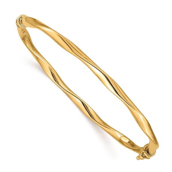 Gold Classics&#40;tm&#41; 14kt. Gold Twisted Tube Hinged Bangle Bracelet - image 
