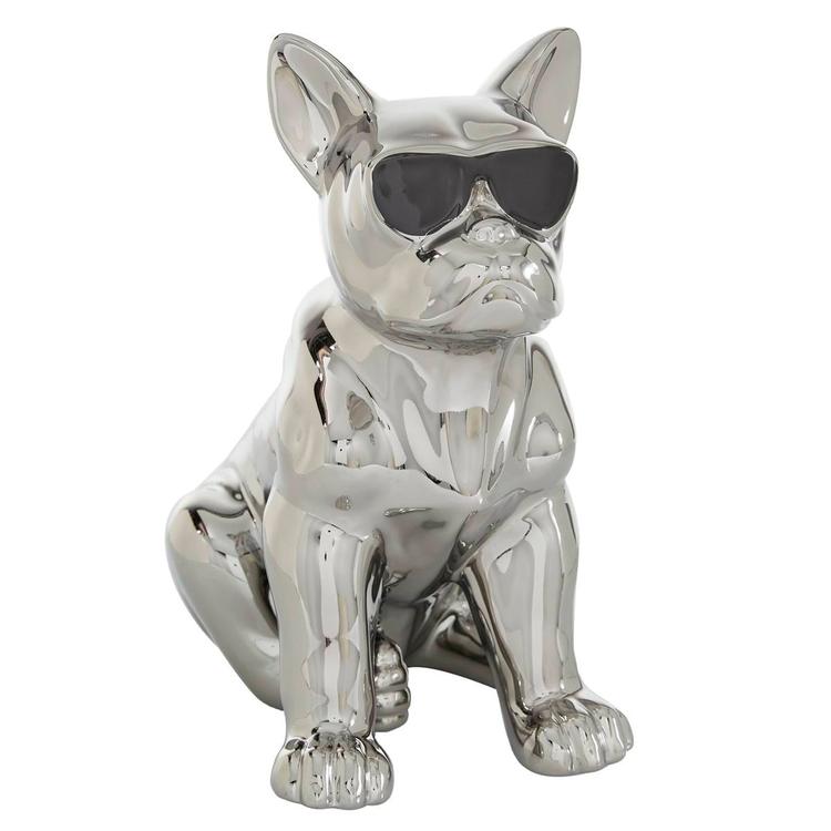 9th & Pike(R) Silver Ceramic Dog Sculpture