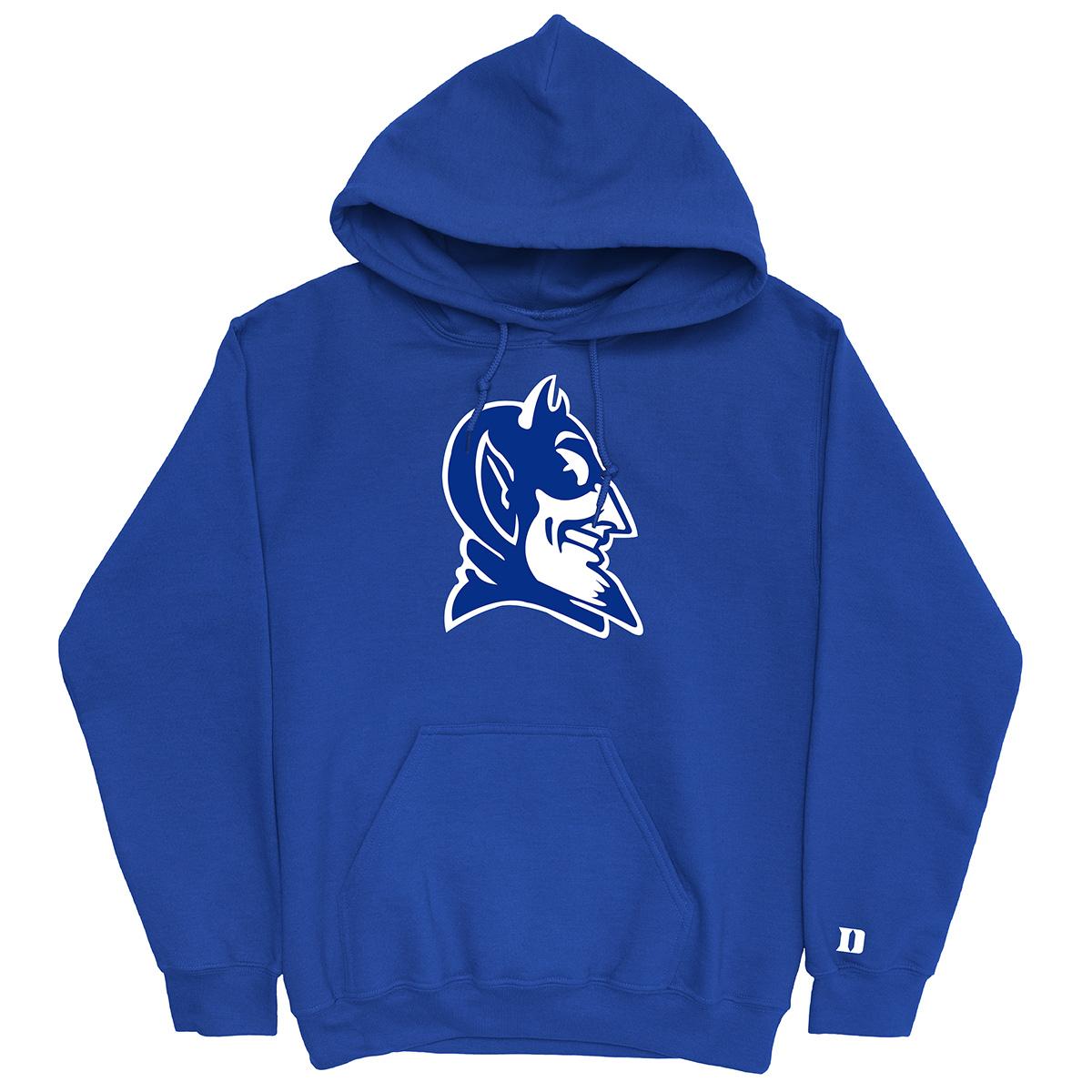 Mens Duke Big Mascot Solid Hoodie - Royal Blue