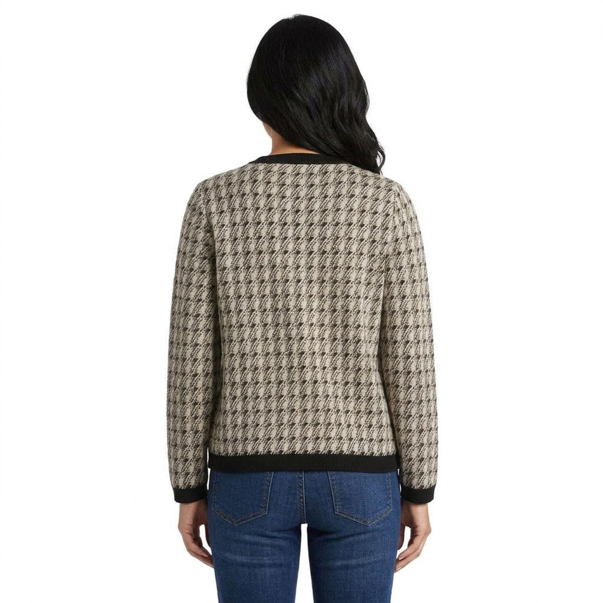 Petite Kasper Long Sleeve Houndstooth Button Front Cardigan