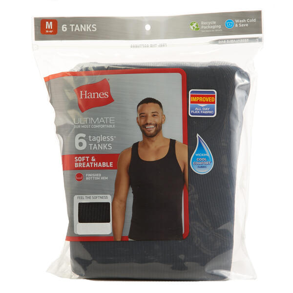 Mens Hanes(R) Ultimate(R) 6pk. ComfortSoft Dyed Tanks - image 