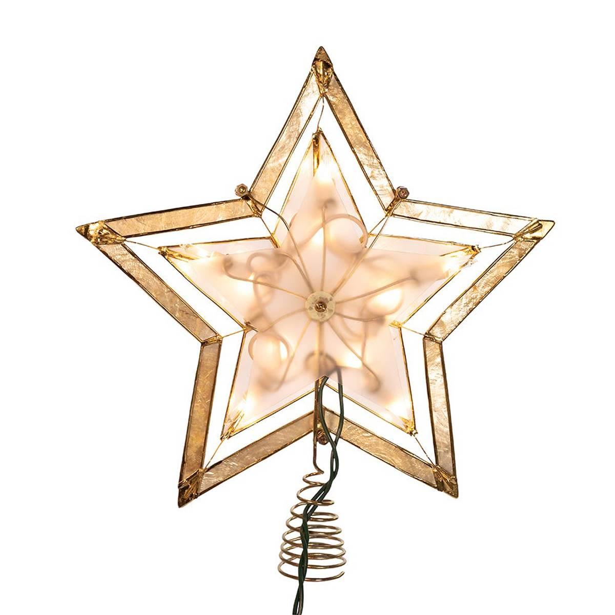 Kurt Adler 5-Point Large Star w/ Smoke Capiz Treetop