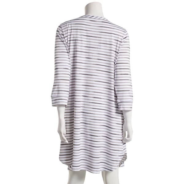 Plus Size Ellen Tracy 3/4 Sleeve Two Toned Stripe Nightshirt