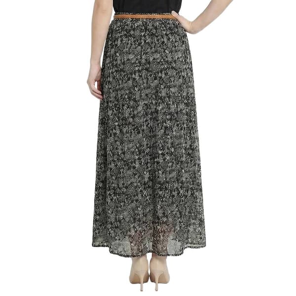 Petite NY Collection Swirl Floral Belted Waist Maxi Skirt