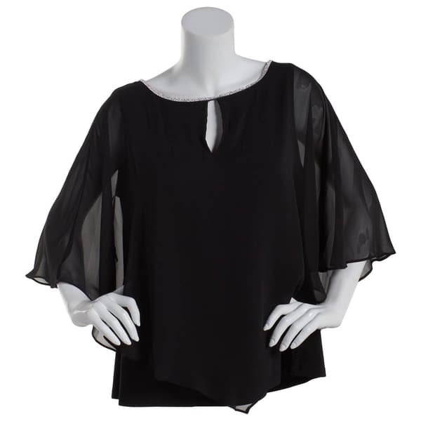 Plus Size MSK Capelet Overlay Blouse With Keyhole - Boscov's