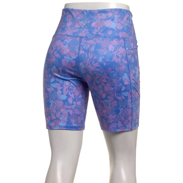 Womens BSP Performance Abstract Floral Blue Bike Shorts