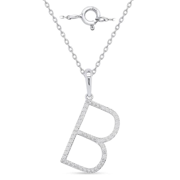 Nova Star(R) Sterling Silver Lab Grown Diamond Initial B Pendant - image 