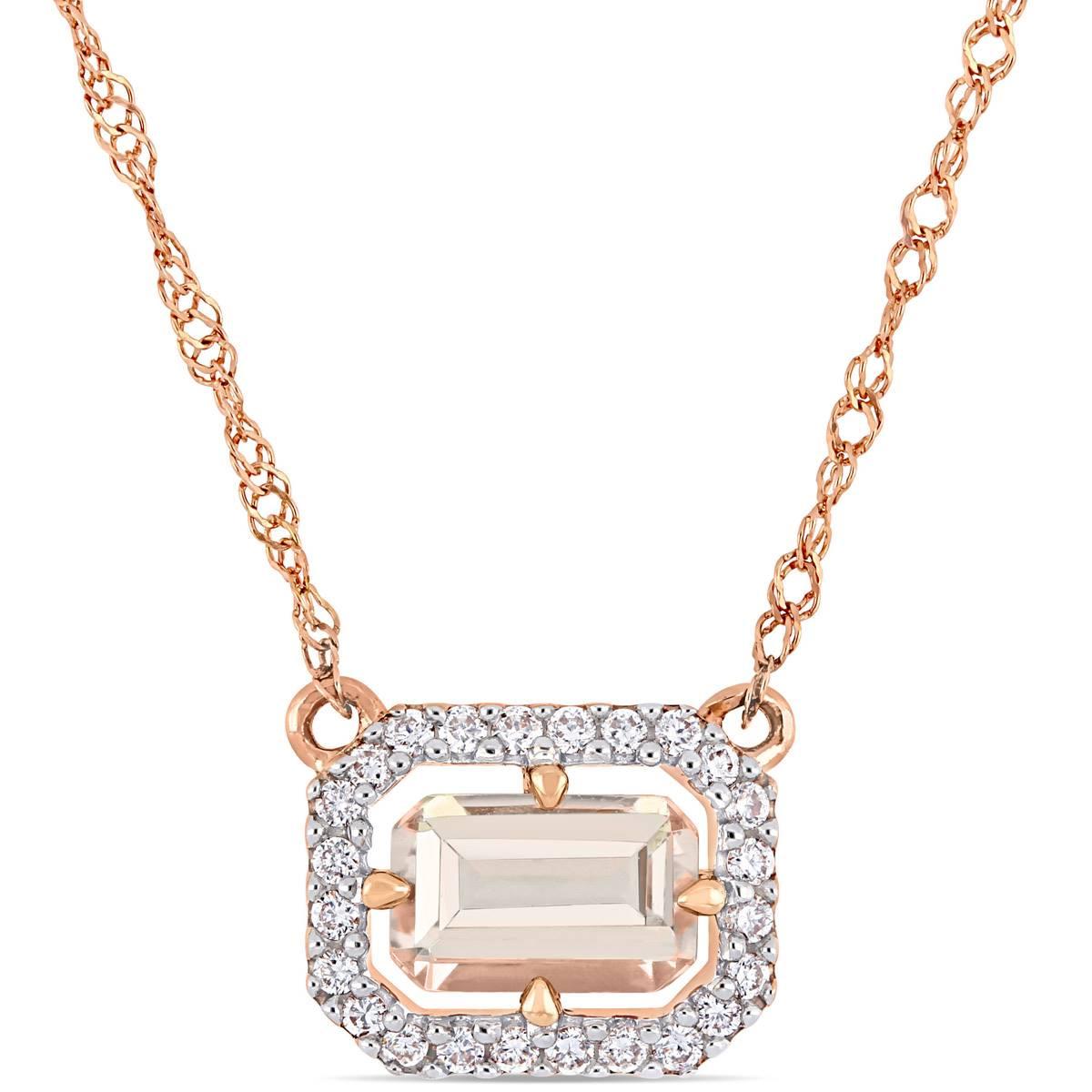 Gemstone Classics™ 14kt. Rose Gold Floating Halo Necklace