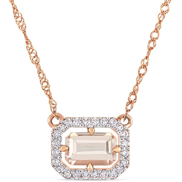 Gemstone Classics&#40;tm&#41; 14kt. Rose Gold Floating Halo Necklace