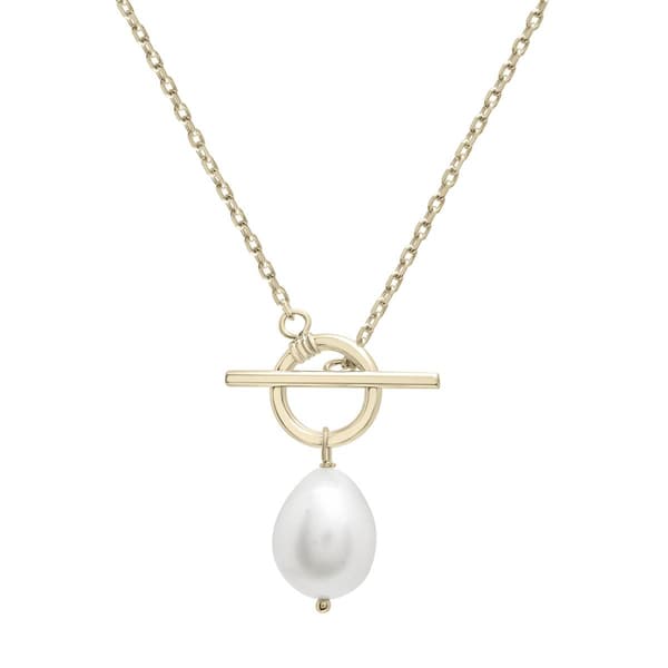 Precious Elegance(tm) 14kt. Gold Plated Pearl Toggle Necklace - image 