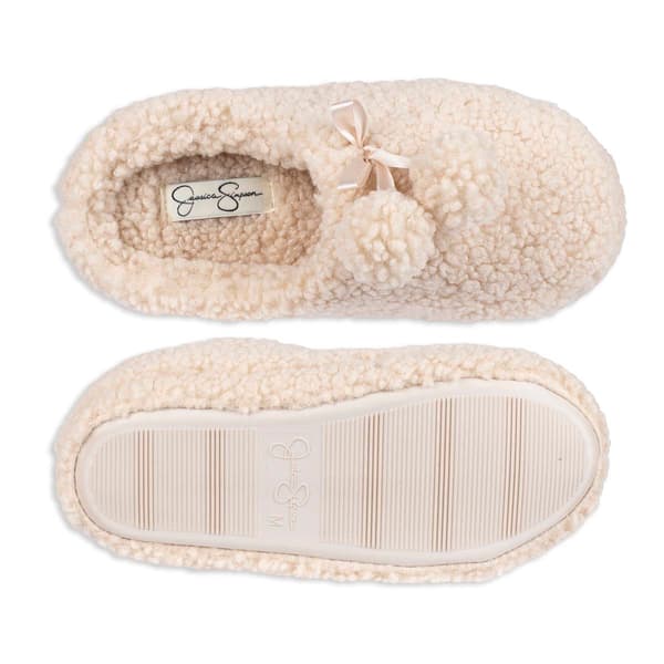 Womens Jessica Simpson Berber Pom Clog Slippers