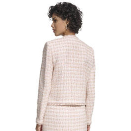 Womens Calvin Klein Open Tweed Fringe Trim Jacket