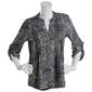 Womens Notations 3/4 Sleeve Print Jacquard Knit Pleat Henley - image 1