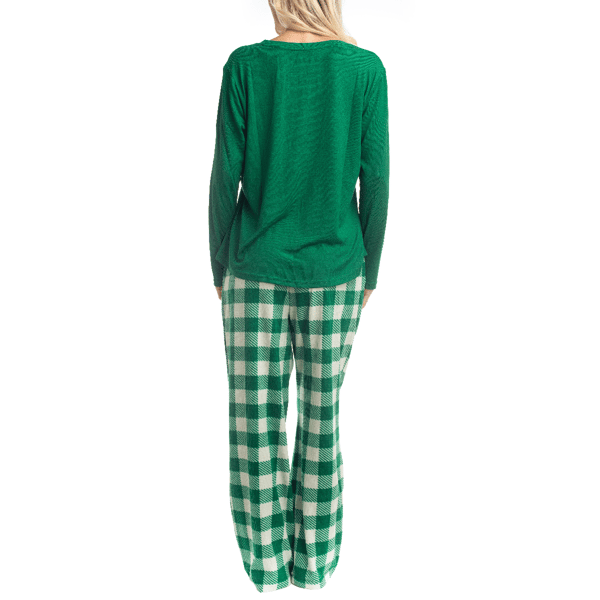 Womens Goodnight Kiss Holiday Pop Up Checkered Pajama Set