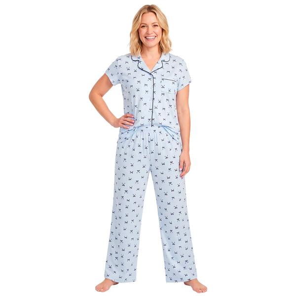 Womens Laura Ashley(R) Short Sleeve Romantic Bows Pajama Set - image 