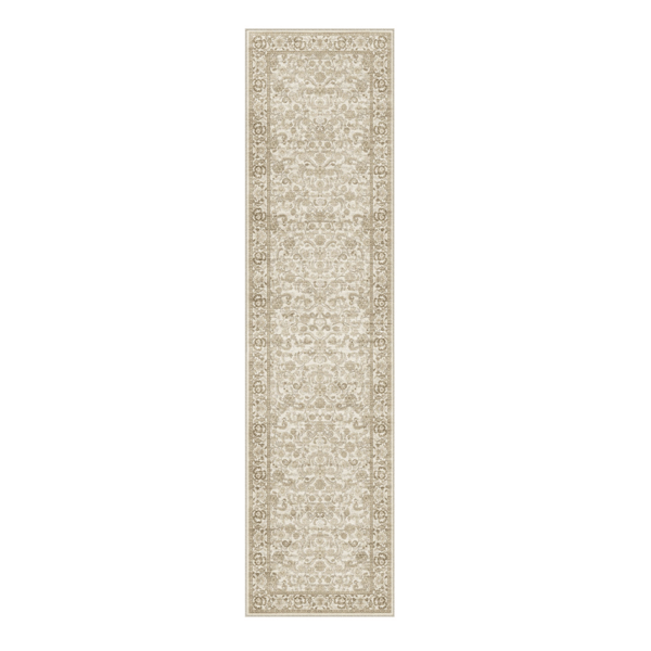 HomeRoots Brown & Ivory Floral Medallion Distressed Runner Rug