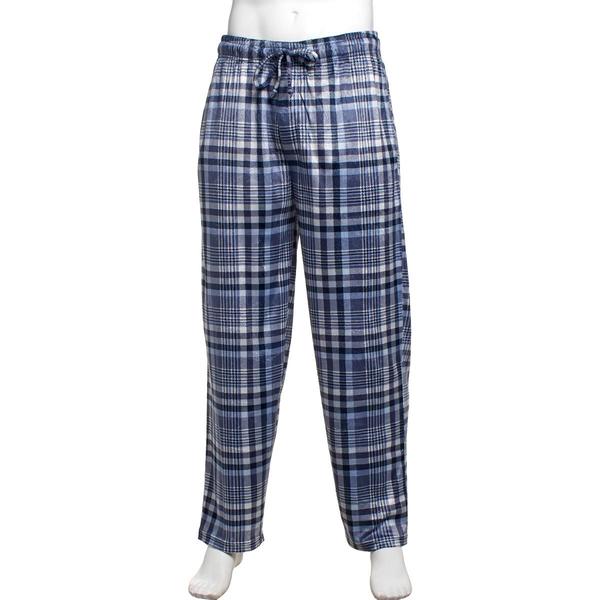 Mens Preswick & Moore(R) Dusty Blue Plaid Silk Fleece Pajama Pants - image 