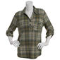 Womens Emily Daniels Plaid Roll Tab Flannel Blouse - image 1