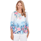 Womens Alfred Dunner Classics 3/4 Sleeve Floral Lace Neck Blouse - image 1