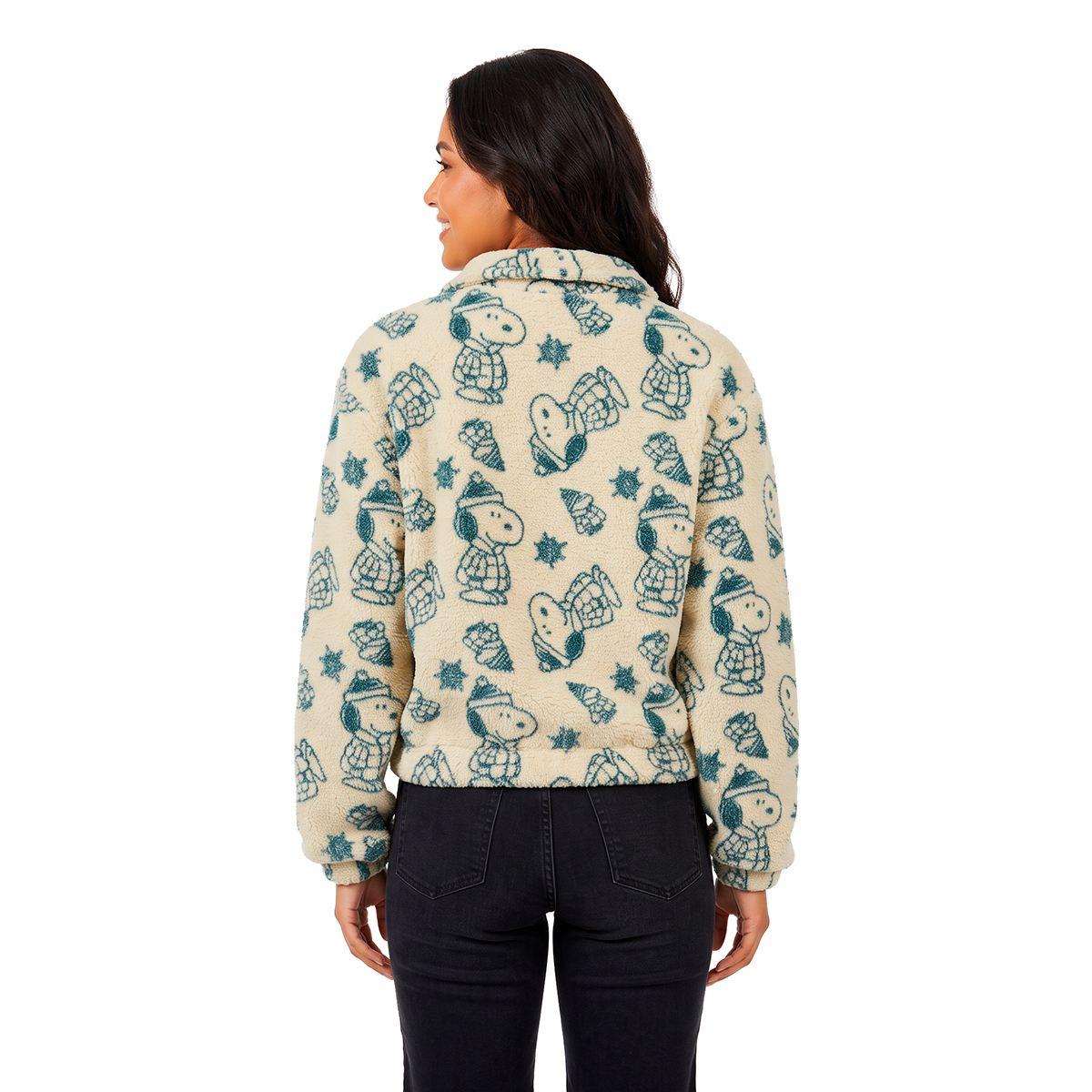 Juniors Peanuts™ All Over Snoopy Sherpa Quarter Zip