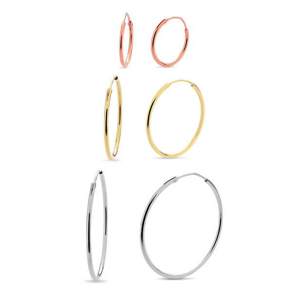 Forever New 3pr. Tri-Color Graduated Hoop Earrings Set - image 