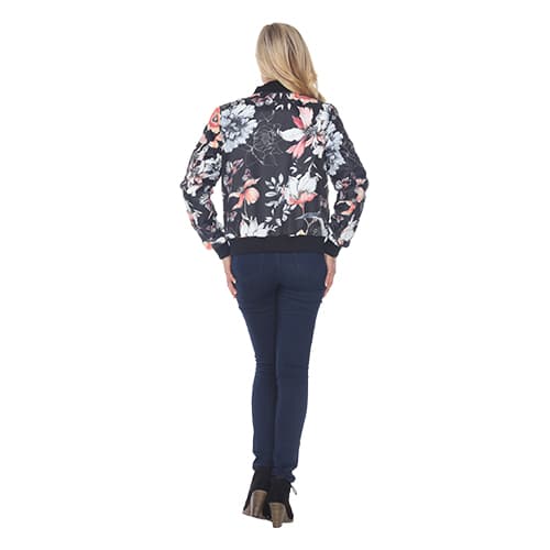 Womens White Mark Floral Bomber Jacket