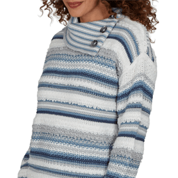 Womens Skye’s the Limit Icy Blue Sparkle Stripe Sweater