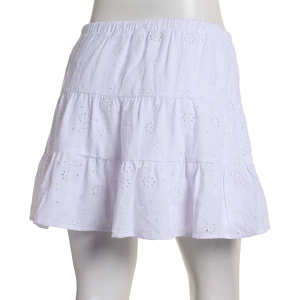 Juniors No Comment Tiered Eyelet Mini Skirt