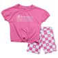 Girls (4-6x) Champion® Logo Tie Front Tee & Check Bike Shorts Set - image 2