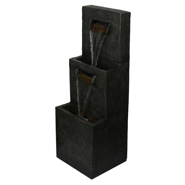 Alpine 3-Tier Polyresin Modern Stone Wall LED Fountain