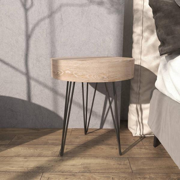 9th & Pike® Brown Wood and Metal Modern Accent Table