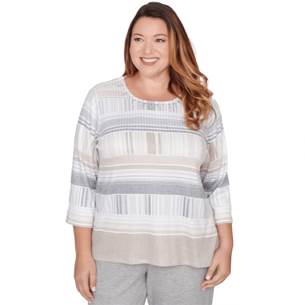 Plus Size Alfred Dunner Comfort & Joy Geometric Stripe Embellish