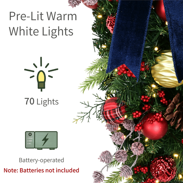 Puleo International 28in. LED Ornaments Adorned Teardrop Swag