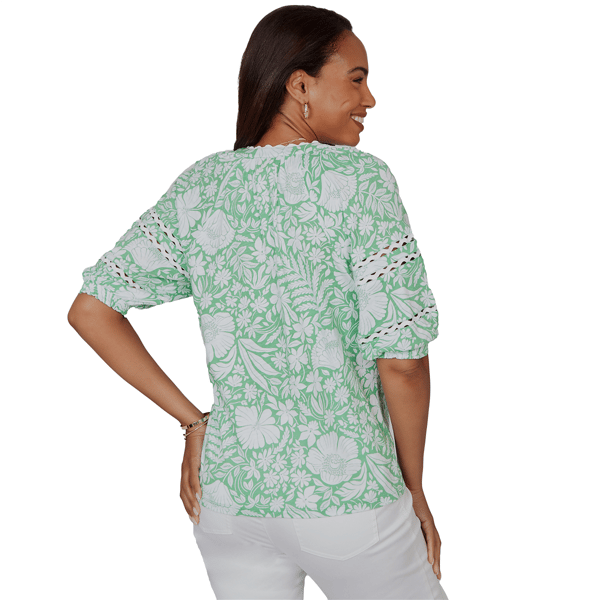 Womens Ruby Rd. Hothouse Florals Puff Sleeve Blouse