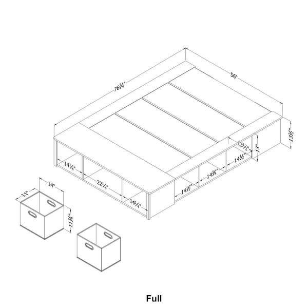 South Shore Flexible Platform Bed w/Storage & Baskets