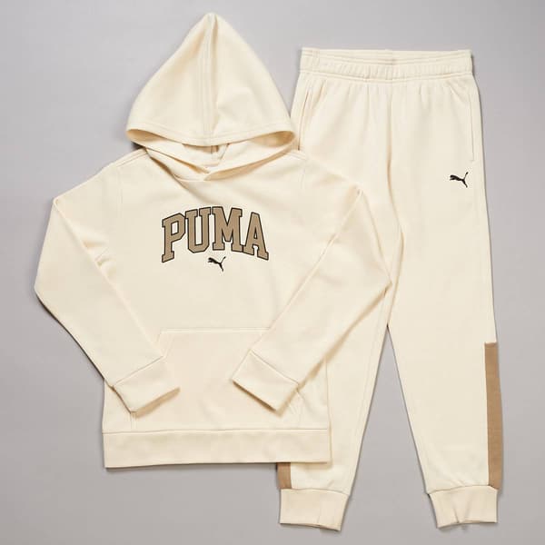 Boys &#40;8-20&#41; Puma&#40;R&#41; 2pc. Cotton Pullover Hoodie Set - Alpine Snow - image 