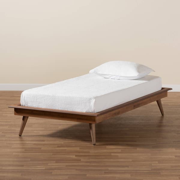 Baxton Studio Karine Walnut Brown Wood Twin Platform Bed Frame