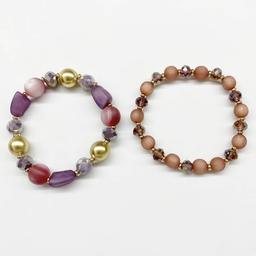 Ashley Cooper(tm) Tonal Mixed Bead Stretch Bracelets w/ Gold Accents